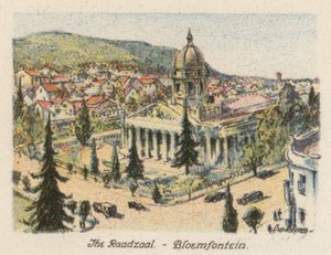 Güney Afrika: The Raadzaal, Bloemfontein (renkli taş baskı) by Charles Ernest Peers