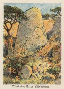 Güney Afrika: Zimbabve Harabeleri, Güney Rodezya (renkli lito) by Charles Ernest Peers