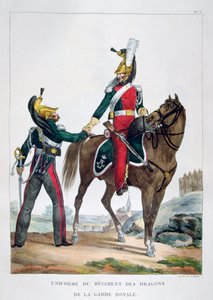 Kraliyet muhafızlarının ejderha alayının üniforması, Fransa, 1823.