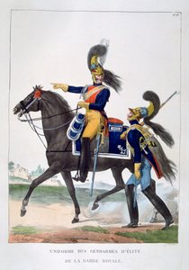 Kraliyet muhafızlarının seçkin jandarmalarının üniforması, Fransa, 1823.