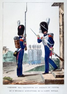 Fransız kraliyet muhafızlarının 2. piyadelerinin üniformaları, 1823.