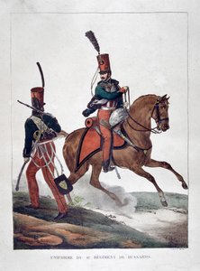 Fransız hafif süvari süvarilerinin 6. alayının üniformaları, 1823.