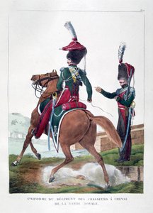 Fransız kraliyet muhafızlarının atlı şövalye alayının üniformaları, 1823.