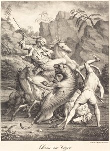 kaplan avı by Charles Etienne Pierre Motte after Auguste Jacques Regnier