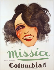 Fransız şarkıcının reklamını yapan Columbia Records afişi, Missia, c.1935