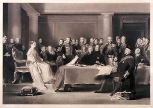 Kraliçe Victoria, tahta çıkmasıyla ilgili konseye başkanlık ediyor, 1846 by Charles Fox