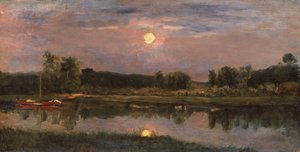 Mehtaplı Nehir Manzarası, c.1855 (gemideki petrol) by Charles Francois Daubigny