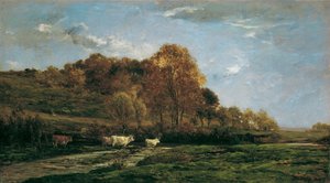 Sonbahar çayır manzarası by Charles Francois Daubigny