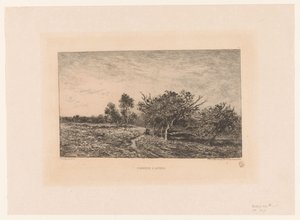 Elma ağaçları ile manzara Pommier ve Auvers. (nesne üzerindeki başlık) by Charles Francois Daubigny