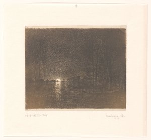 Bir göl üzerinde gece manzarası geceyi etkile by Charles Francois Daubigny