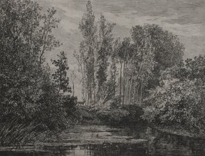 Su kenarındaki geyikler by Charles Francois Daubigny