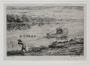Tekne Gezisi: Çekme Halatını Çeken veya Halatla Çeken Kulübe by Charles Francois Daubigny