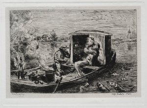 Tekne Gezisi: Teknede Guzzling veya Öğle Yemeği, 1861. by Charles Francois Daubigny