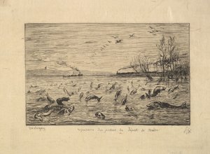 Kamara Çocuğunun Ayrılışında Balık Sevinir, 1861. by Charles Francois Daubigny