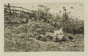 Tavuk ve Civcivleri by Charles Francois Daubigny
