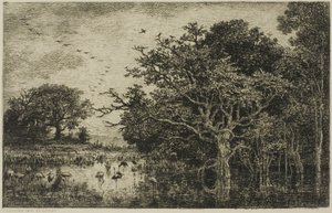 Leyleklerle Bataklık by Charles Francois Daubigny