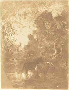 Sulama Yerinde İki At by Charles Francois Daubigny