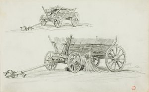 Bir Öküz Arabasının İki Eskizi by Charles Francois Daubigny