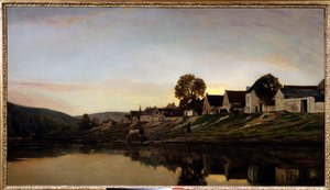 Bonnieres yakınlarındaki köy Charles Francois Daubigny (1817-1878) 1861 Özel koleksiyon. by Charles Francois Daubigny