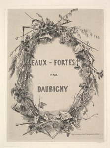 Kır Çiçeklerinin Çelengi, Eaux-Fortes par Daubigny için başlık, 1850. by Charles Francois Daubigny