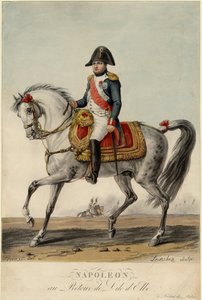 Elba Adasından Dönen Napolyon - Levachez, Charles Francois Gabriel (aktif 1760-1820) - 1815 - Litografi, suluboya - 38,3x25,3 - Özel Koleksiyon