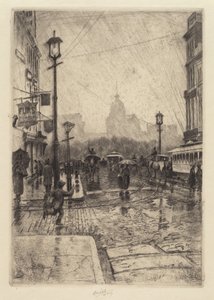 Yağmurlu Gün, Broadway, muhtemelen 1890. by Charles Frederick William Mielatz