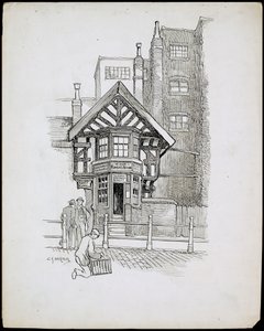Ye Olde Rover's Return Public House, Shudehill, Manchester (kağıt üzerine kalem ve mürekkep)