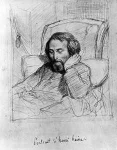 Heinrich Heine (1797-1856), Alman yazar. Charles Gleyre'nin çizimi.