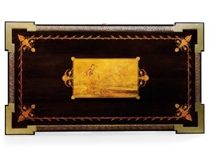 Jean Brandely tarafından tasarlanan Napoleon III tablosu, E. Varlot tarafından kakmacılık, Paris, c.1850-75 (ormolu, yaldızlı-bakır, abanoz ve çınar) by Charles Guillaume Diehl