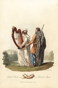 İrlandalı ollamh ve hanedan bir ozan, Roma öncesi dönem. ,1821 (gravür)