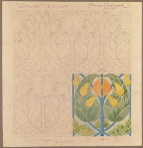 Ömer, ipek ve yün çift kumaş için tasarım, 1898 (ipek ve yün) by Charles Harrison Townsend