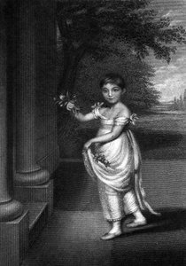 Elizabeth Barrett Moulton-Barrett dokuz yaşında, gravür G. Cook, c. C19