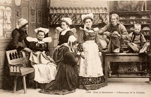 Eski kartpostal/Breton ailesi/Brittany/Fransa