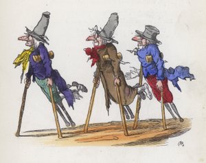 Üç engelli dilenci (renkli gravür) by Charles Henry (after) Bennett
