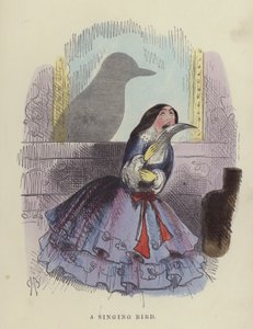 Şarkı Söyleyen Kuş (renkli gravür) by Charles Henry Bennett