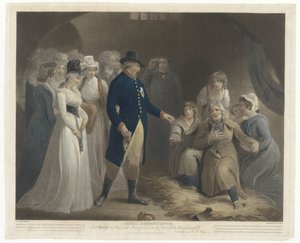 George III ailesiyle birlikte Dorchester hapishanesini ziyaret etti Kraliyet Yardımı (nesne üzerindeki başlık) by Charles Howard Hodges