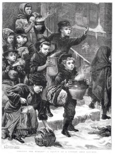 Açları Beslemek, Londra Aşevi, 1880 by Charles J. Staniland