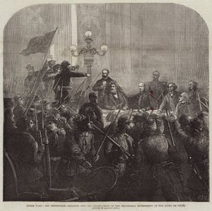 Paris'te, Kızıl Cumhuriyetçiler, Hotel De Ville'deki Geçici Hükümetin Konsey Odasına girdiler. by Charles J. Staniland