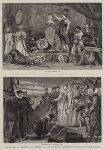 Kraliyet Ressamlar Enstitüsü'nün Sulu Boyalarda Tarihsel Tablosu ve Kostüm Balosu by Charles J. Staniland