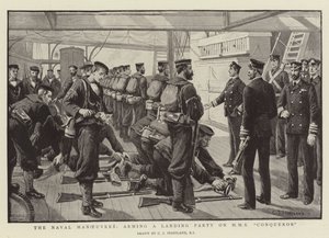 Deniz Manevraları, HMS Conqueror'da bir Çıkarma Partisini silahlandırıyor by Charles J. Staniland