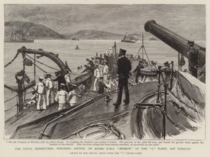 Deniz Manevraları, Torquay açıklarında, C Filosuna ait HMS Benbow Gemisinde Demir Ağırlığı by Charles J. Staniland