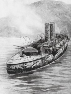 İspanyol Zırhlı Kruvazörü Oquendo Deniz Muharebesi Sonrası 1898 (lito)