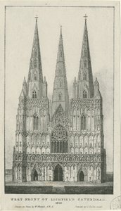 Lichfield Katedrali - Batı Cephesi: gravür, 1819 by Charles Joseph Hullmandel
