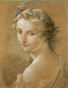 Genç Bir Kadının Portresi. by Charles Joseph Natoire