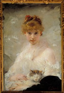 Kedili Genç Kız Boyama Charles Chaplin (1825-1891) 19. yüzyıl Compiegne, Ulusal Kale Müzesi