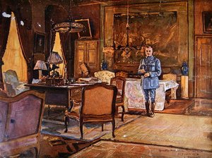 Mareşal Ferdinand Foch karargahında, 7 Eylül 1918, Paris (renkli gravür)