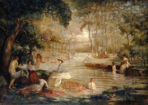 Yıkananlar: Nehir Kenarında Yıkanan Kadınlar by Charles Julian Tharp