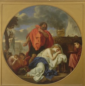 Jephthah kızını kurban etmek üzere (tuval üzerine yağlı boya) by Charles Le Brun