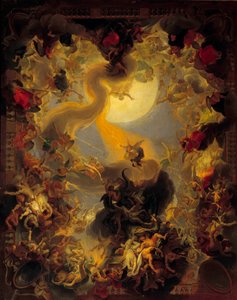 Asi meleklerin düşüşü. Charles Lebrun (Le Brun) (1619-1690) tarafından yapılan boyama by Charles Le Brun