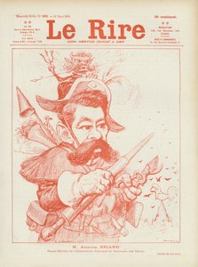 Fransız politikacı Aristide Briand. Le Rire için İllüstrasyon by Charles Leandre